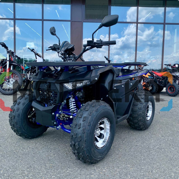 Квадроцикл детский Мотомир ATV Hammer 125 (серия 3) CAST WHEELS чёрный/синий (машинокомплект) | Мототека